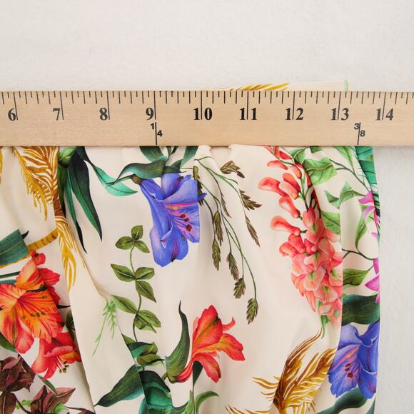 Alex Marie Tankini Top Cream Tropical Floral Blouson Multicolor Strapless Wrap S - Picture 6 of 13